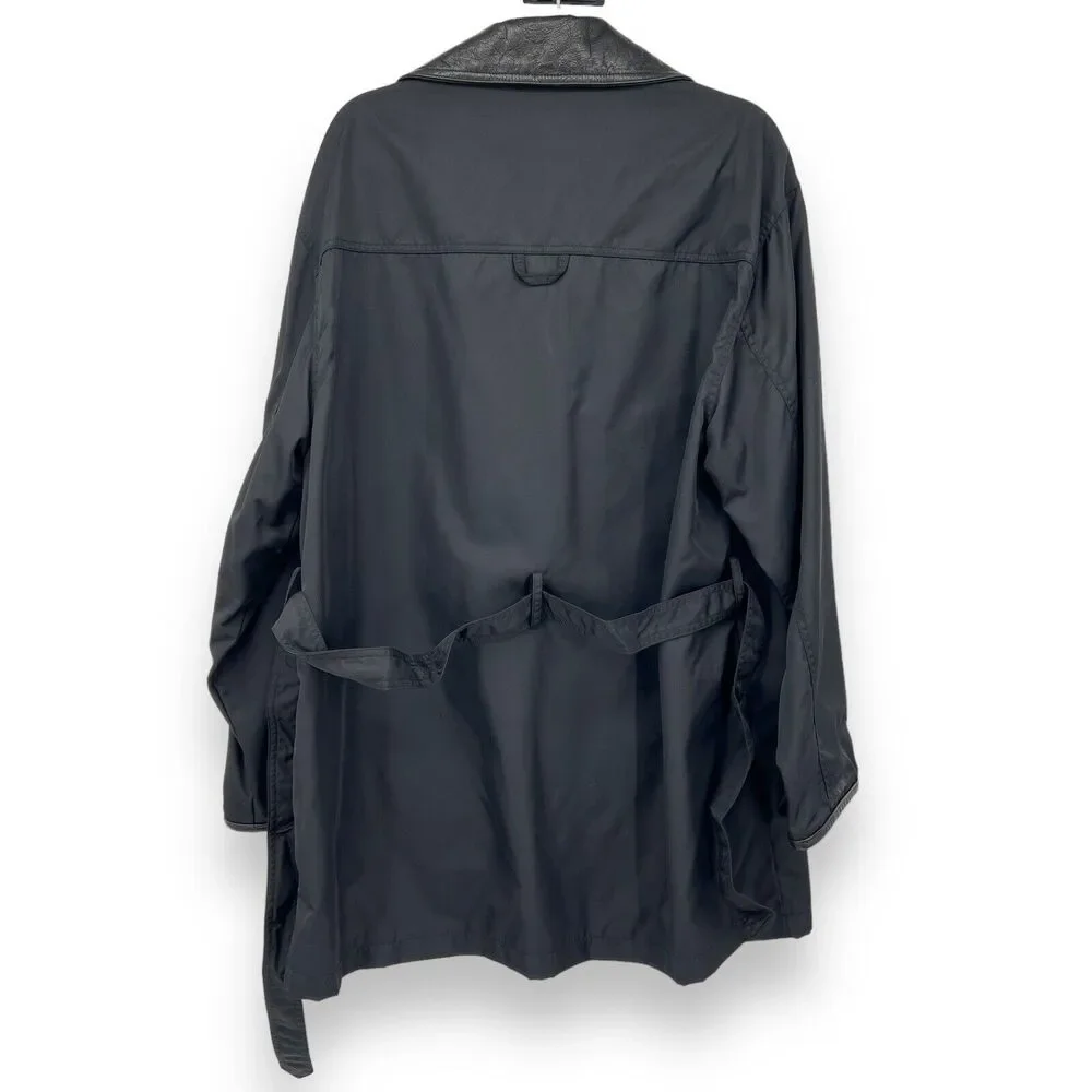 Coach Double Breasted‎ Nylon Black Rain Coat With Soft Leather Collar Womens M - Picture 2 of 9